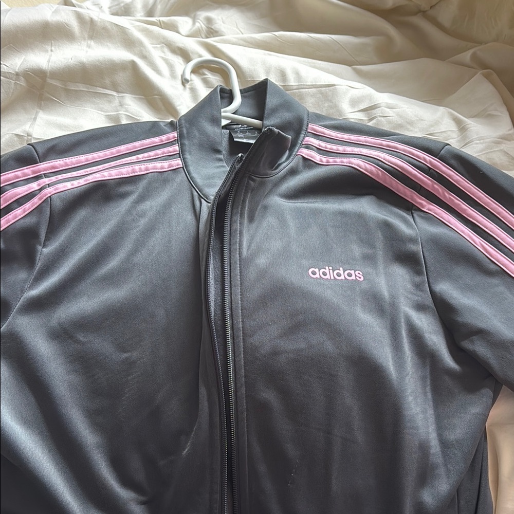 Adidas Gray and Pink Track Jacket XL